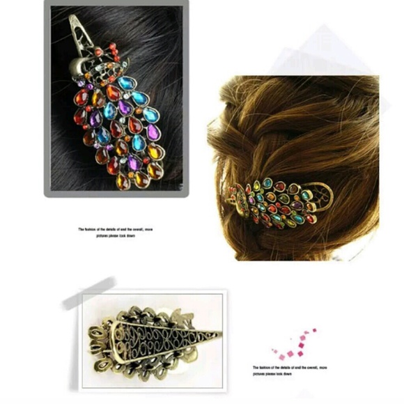 Peacock hair clip - Picture 2 of 3