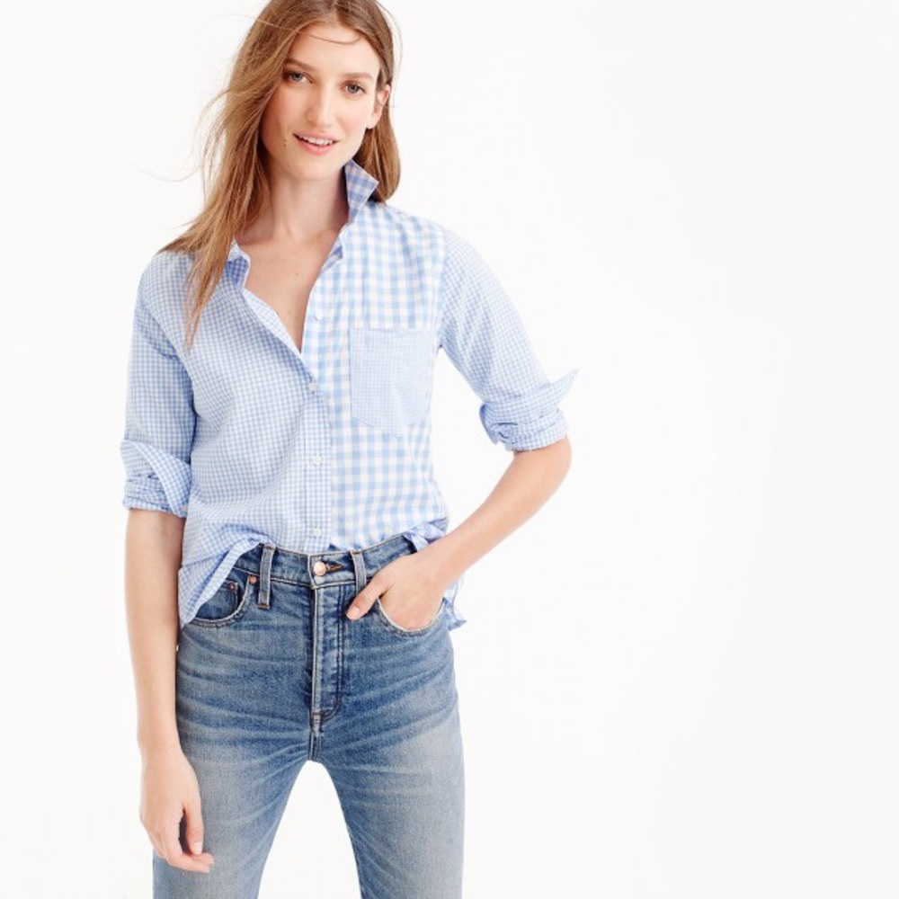 J. Crew Blue Gingham Cocktail Shirt