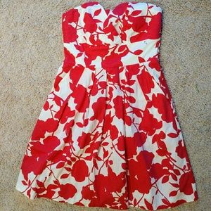 Pink floral dress- strapless, sweetheart top