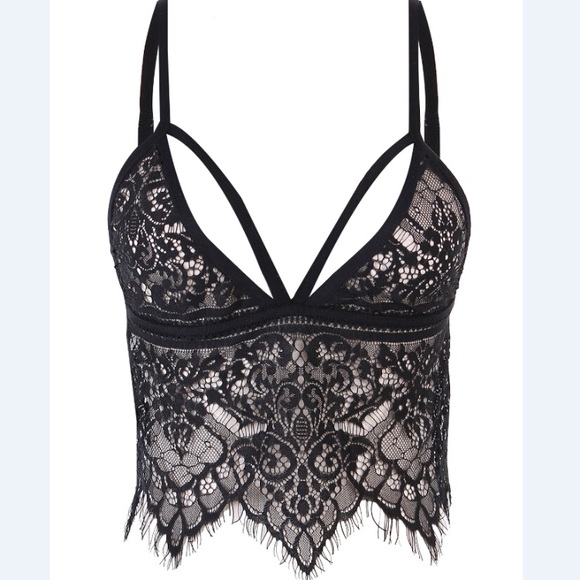 Lace Floral Bralette Bra Top Crop Top - Picture 4 of 6