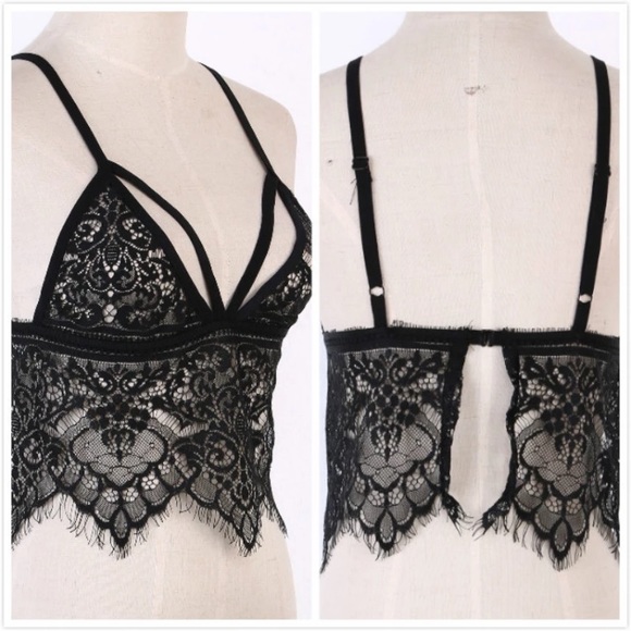 Lace Floral Bralette Bra Top Crop Top - Picture 5 of 6