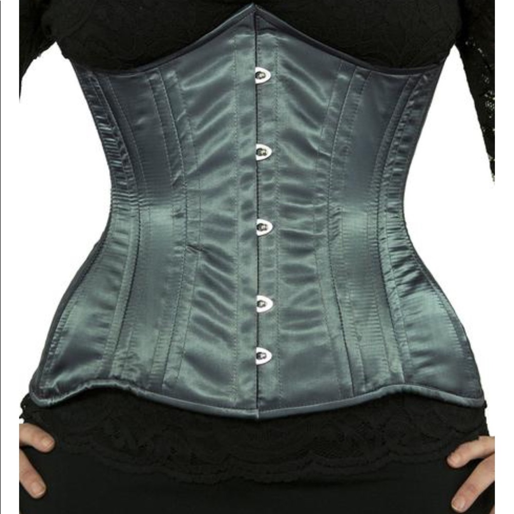 Longline Underbust Satin Corset GREY