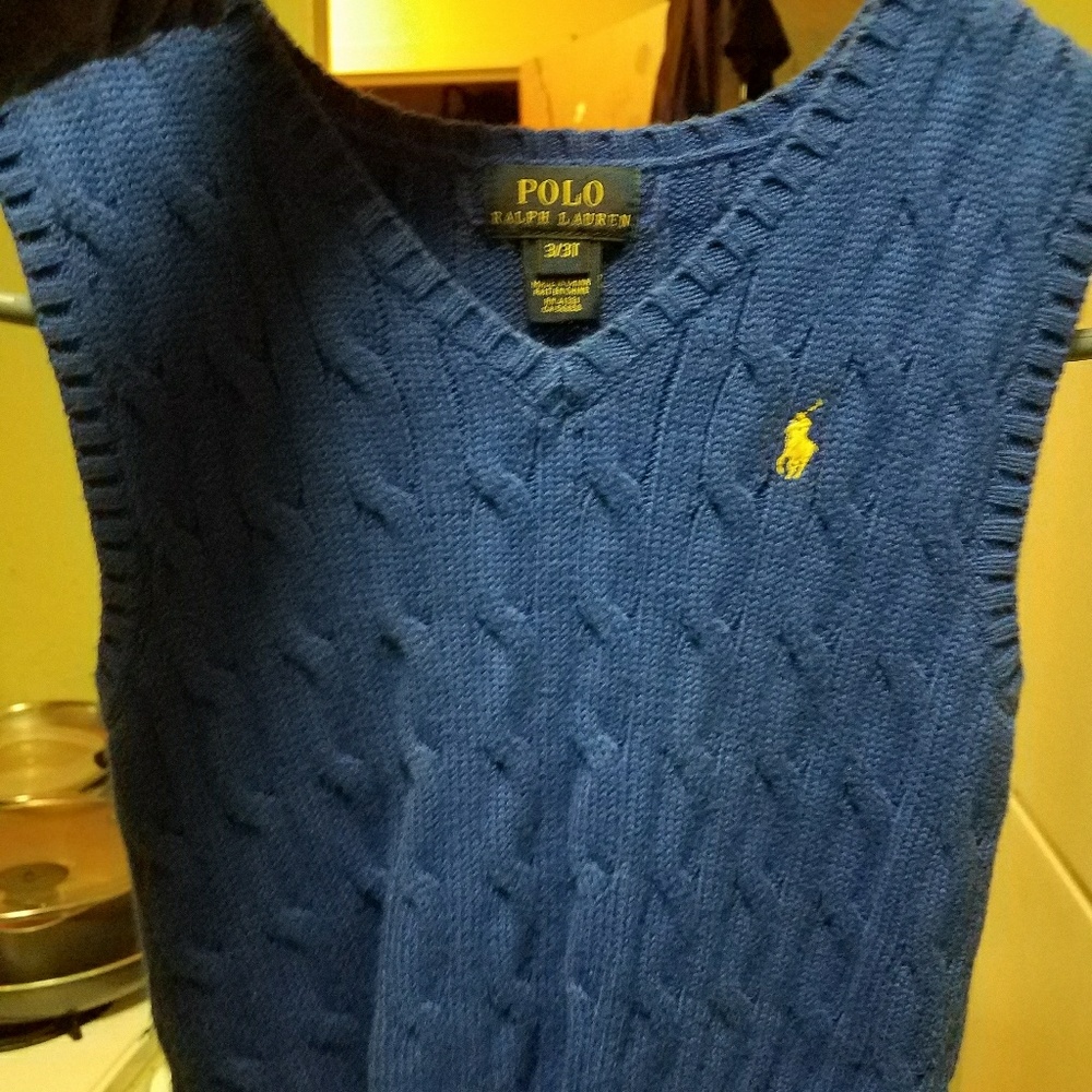 Polo blue boy sweater vest worn once