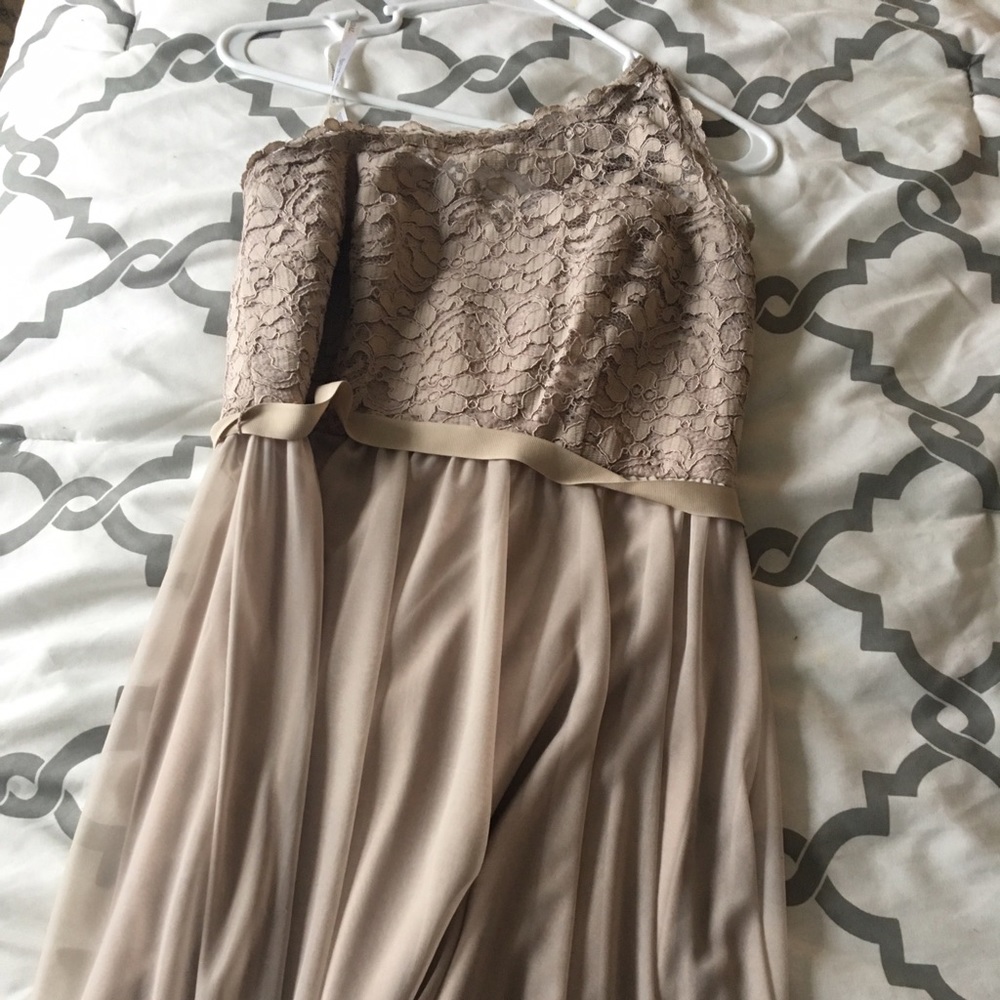 Taupe One Shoulder Dress Lace