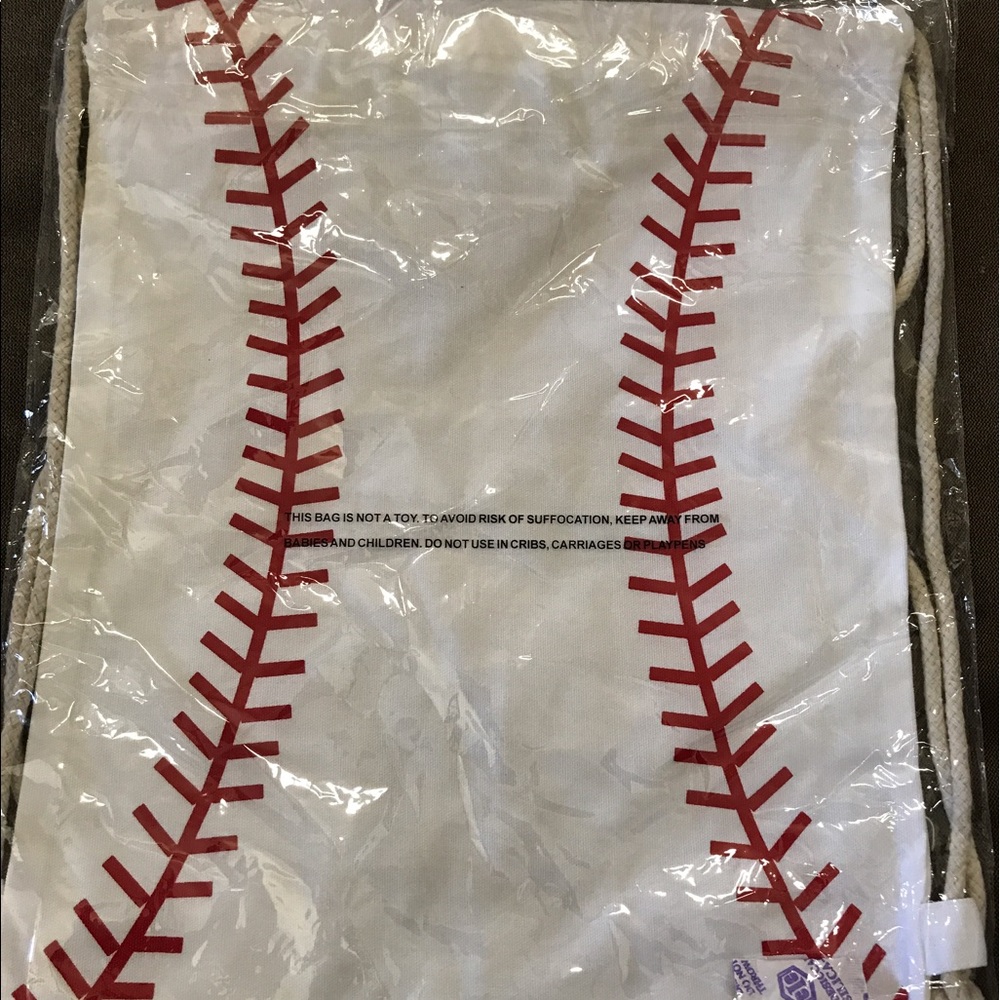 LAST ONE-Canvas BASEBALL Drawstring Backpack - Picture 2 of 2