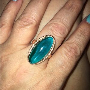 Beautiful Austrian Teal & Clear Crystal Ring