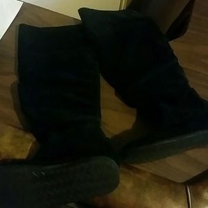 Black suede boots
