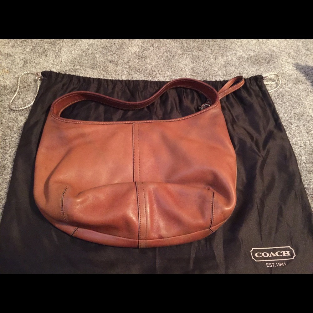 Brown leather Coach purse