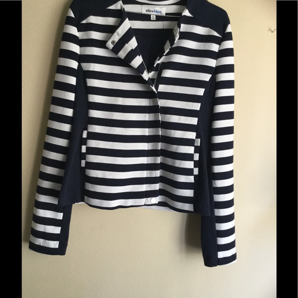 Navy and white stripes blazer