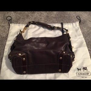 Dark brown leather Coach purse