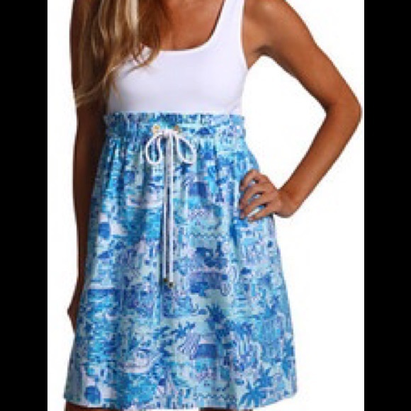 Lilly Pulitzer Dresses & Skirts - Lilly Pulitzer White & Blue Fit & Flare Dress XS