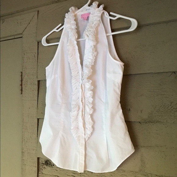 Lilly Pulitzer Tops - Lilly Pulitzer White Button Down Ruffled Blouse