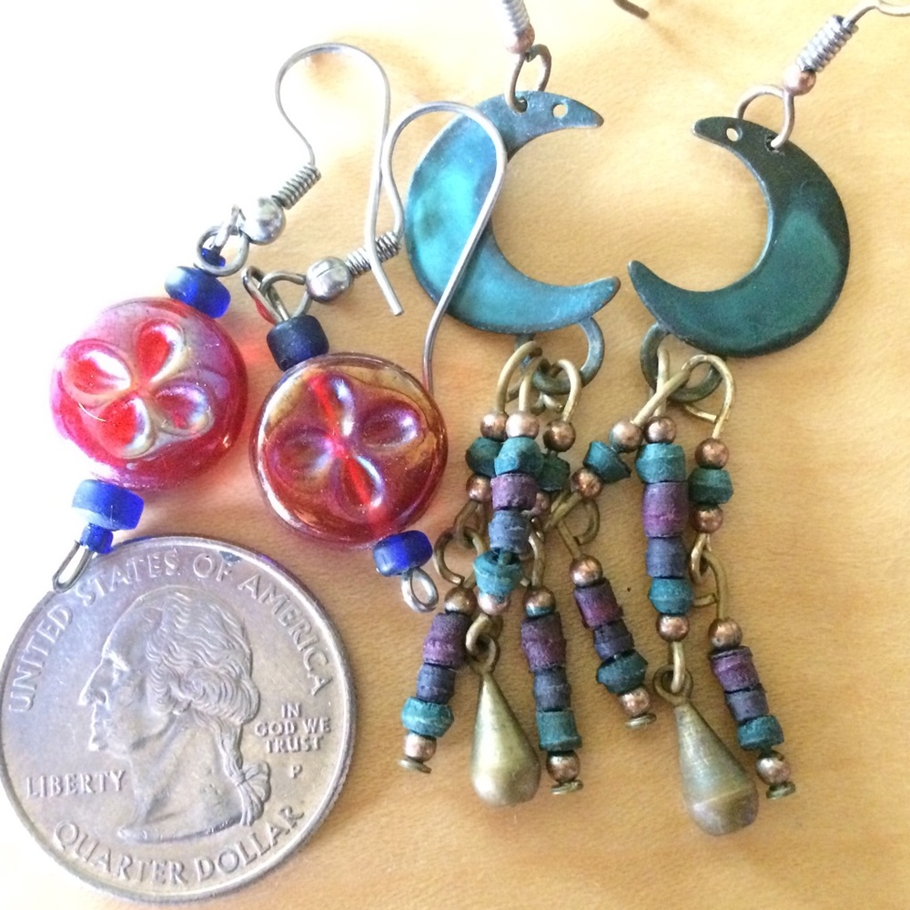 Dangly earrings.