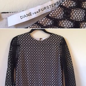Diane Von Furstenberg lace overlay top- like new