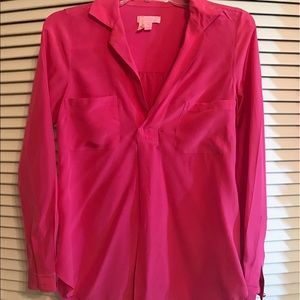 Lilly Pulitzer Hot Pink Silk Blouse XS