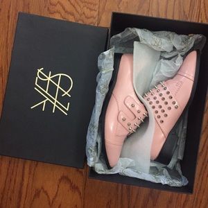 Yes Pink Spiked Loafers