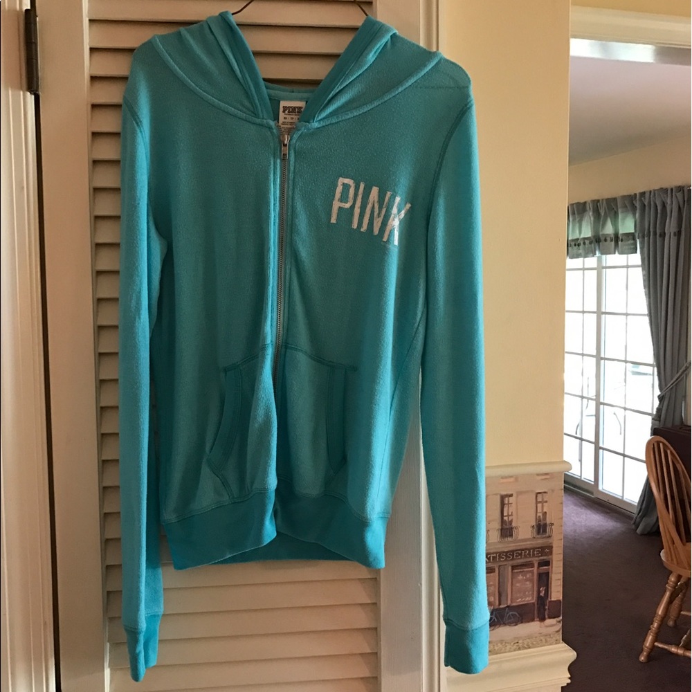 Aqua blue PINK by Victoria's Secret hoodie xs