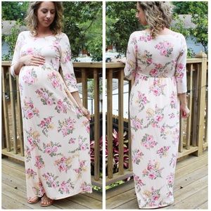 Blush Floral Maternity Maxi Dress - Brand New