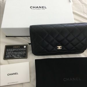 BRAND NEW Chanel Black Caviar WOC w Gold Hardware