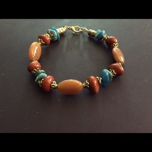 OOAK orange Aventurine Jasper Turquoise bracelet