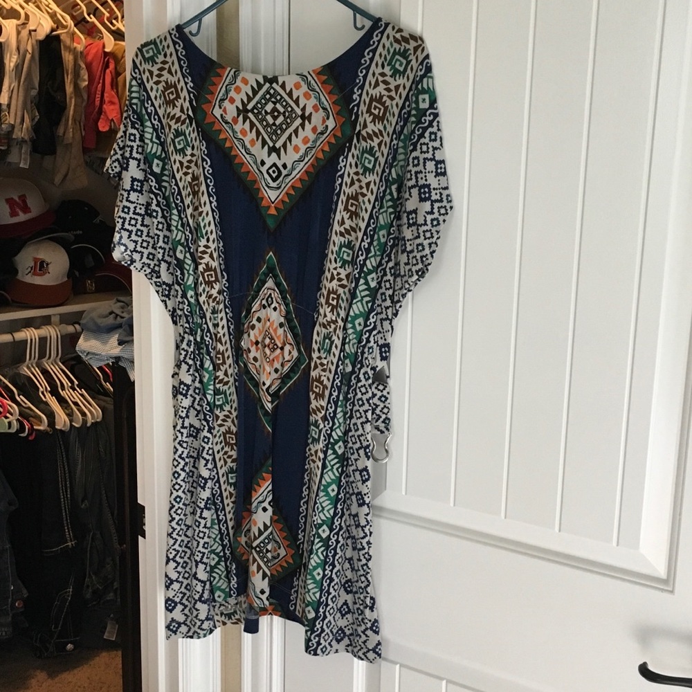 Printed dress with belt