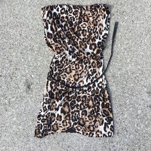 Cheetah print strapless dress