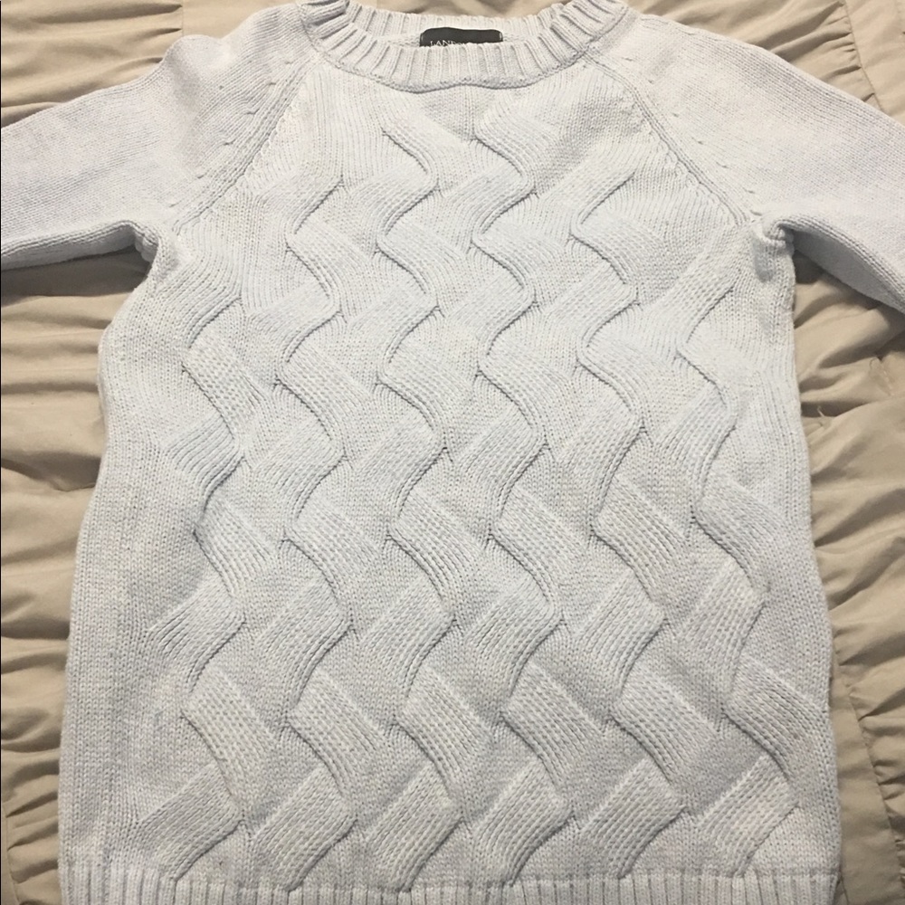 Women's Lands' End light blue cable knit sweater