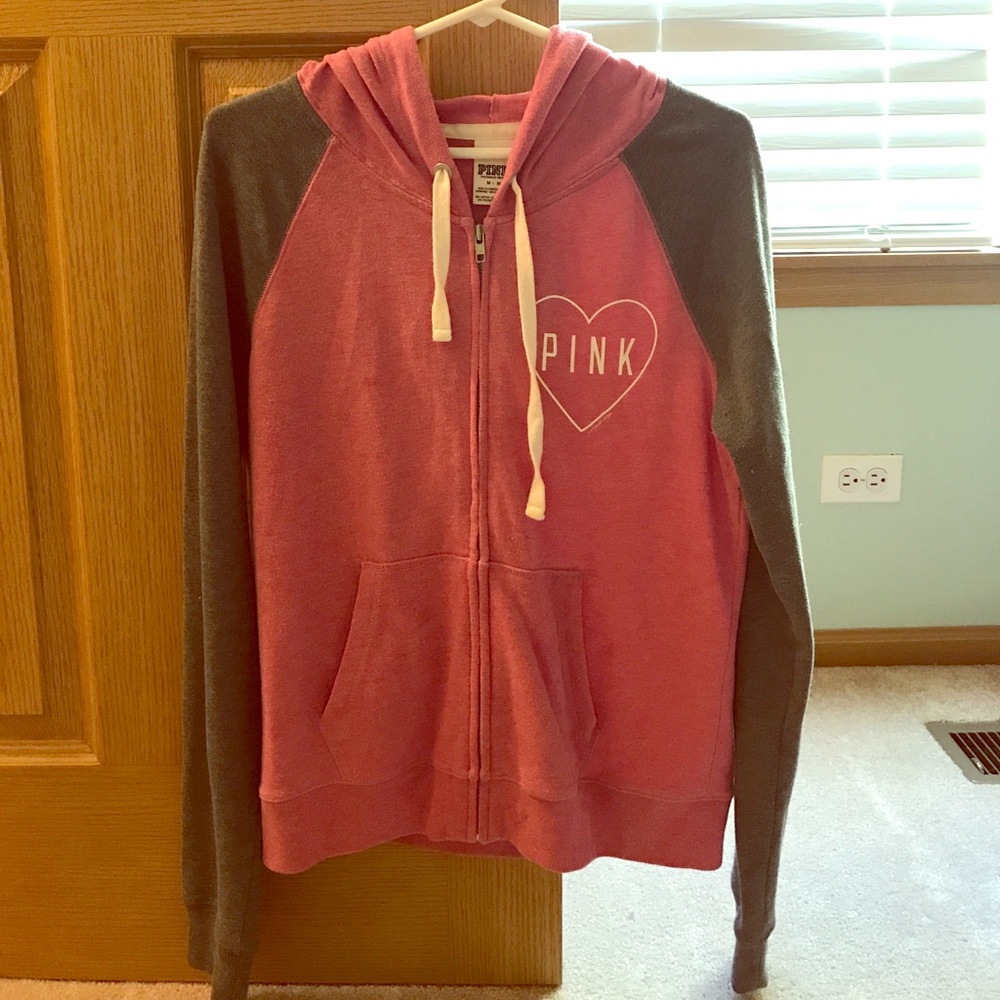 Pink and gray Victoria's Secret zip up hoodie