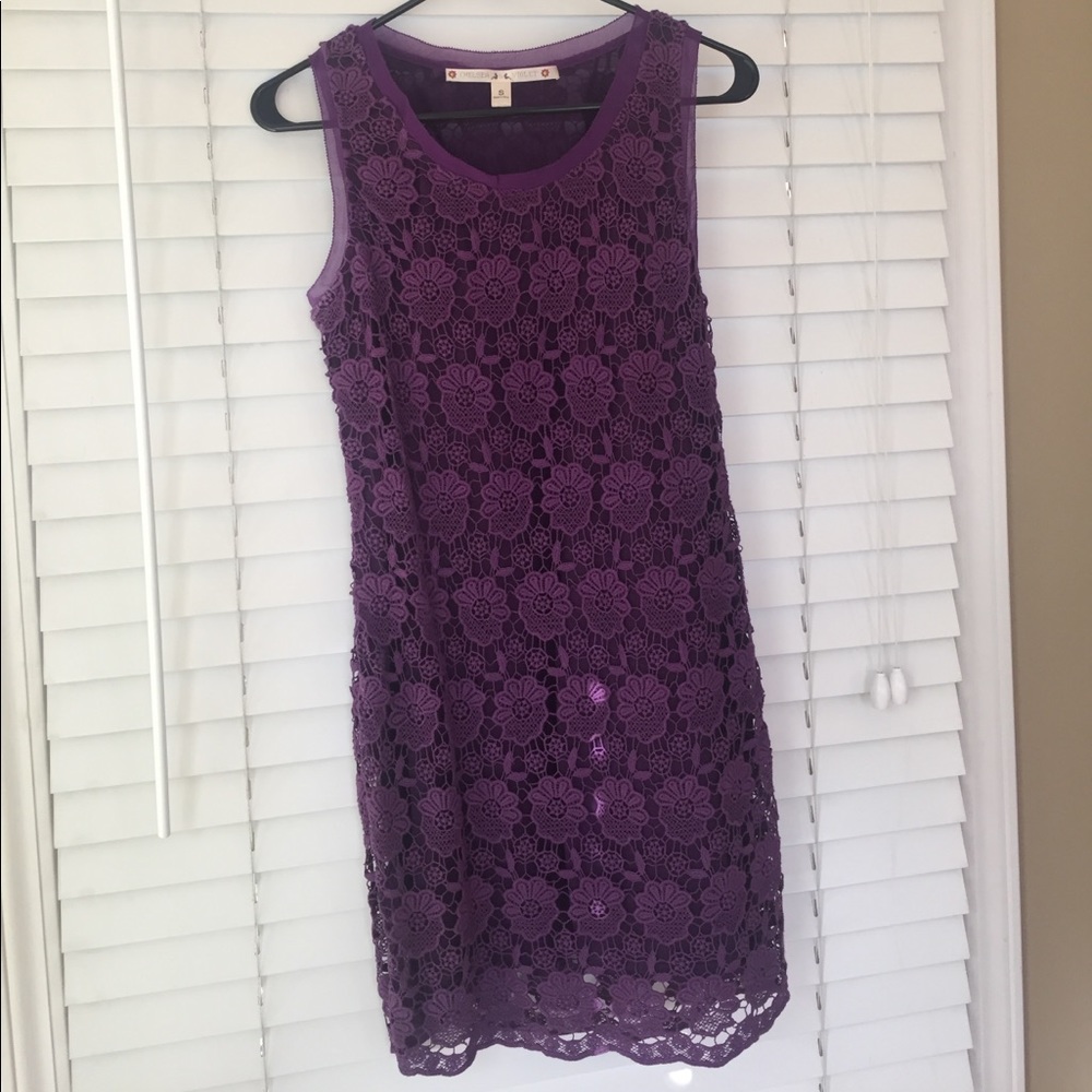 Chelsea & Violet purple lace overlay dress