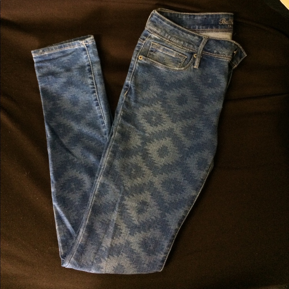 Bullhead Black Patterned Skinny Jeans