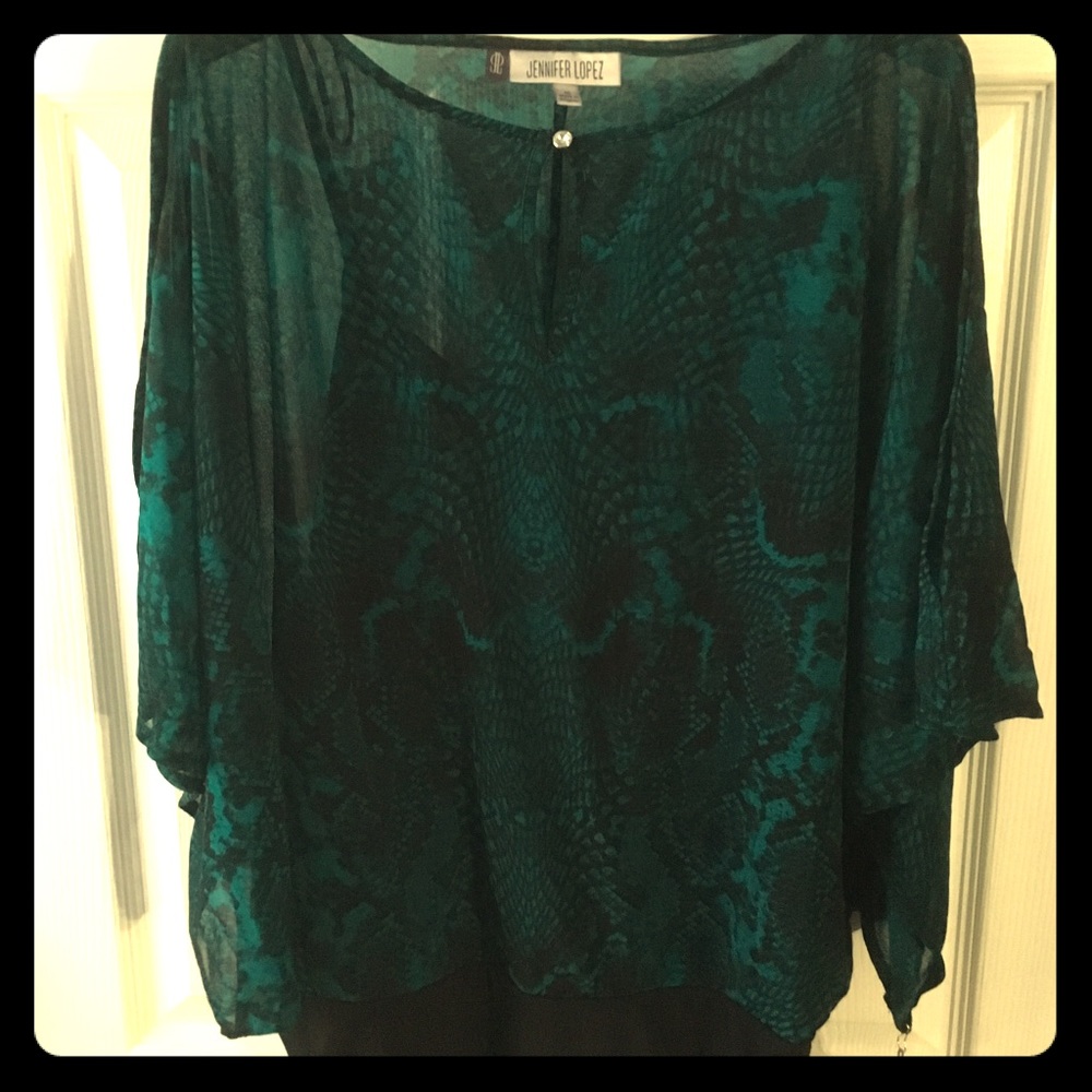 Dark Teal Reptile Print Blouse