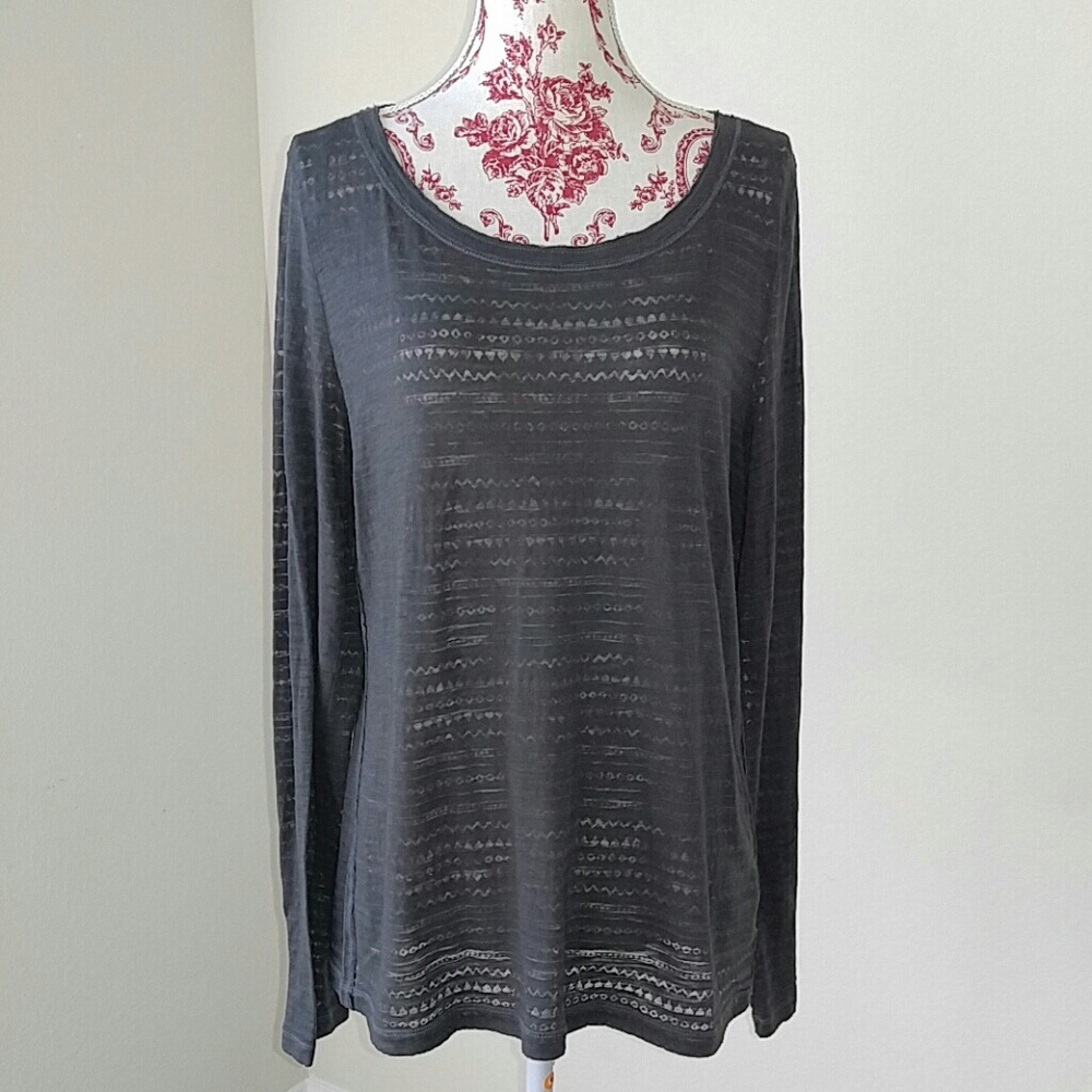 Aeropostale Dark Gray Sheer Casual Top XL