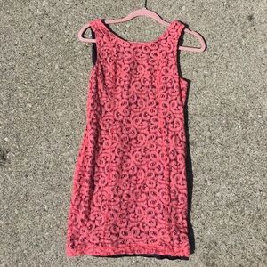 Pink and black lace dress