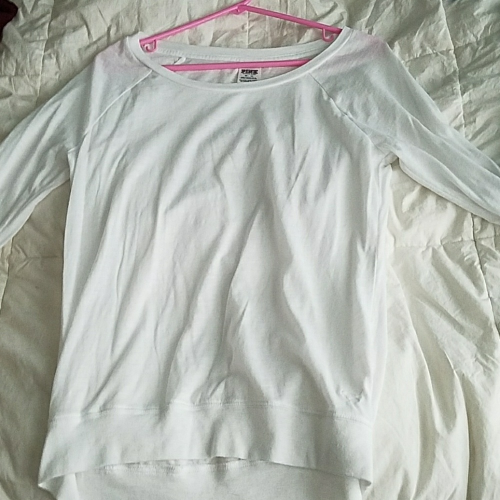 PINK white long sleeve tee