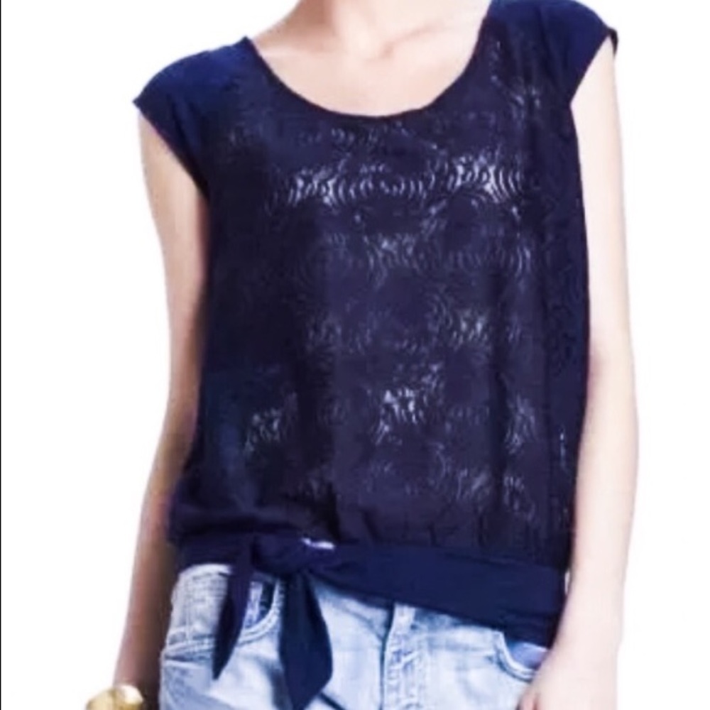 Anthro Vanessa Virginia Navy Top