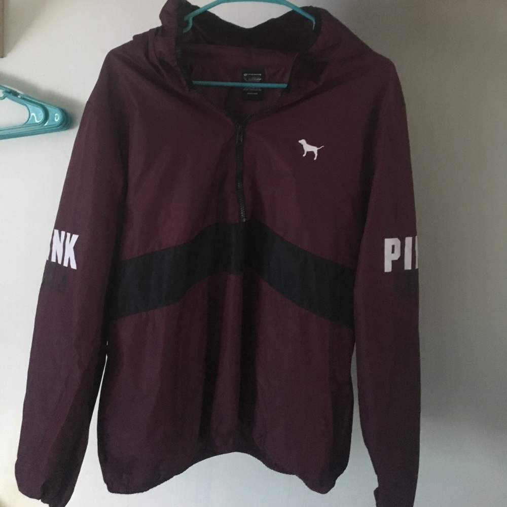 PINK maroon anorak rain jacket 💕