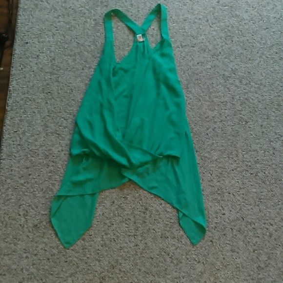 Cross front sea green tank top - Picture 1 of 4