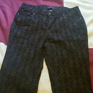 Plus size brocade black on black pants