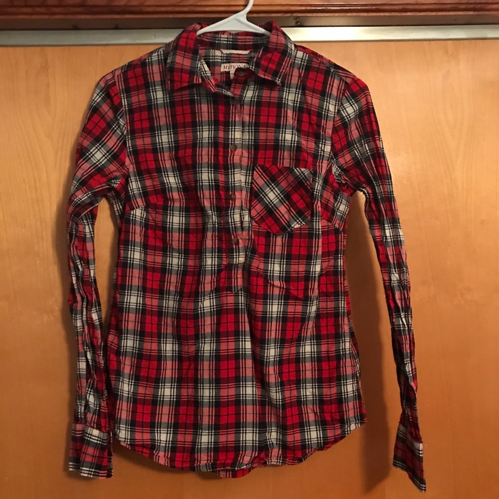 Merona plaid half button up shirt