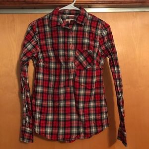 Merona plaid half button up shirt