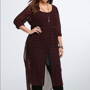 Houndstooth Chiffon Duster