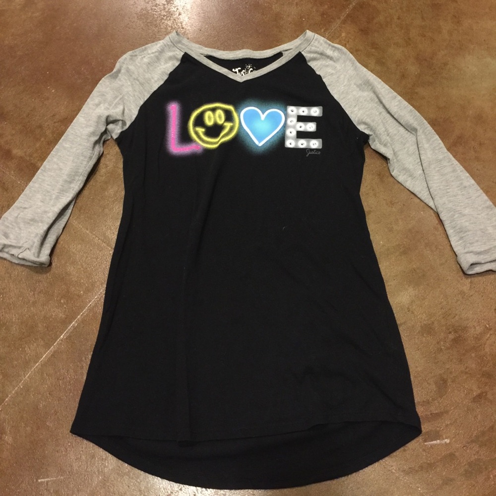 Girl's 3 quarter length shirt size 14 Justice