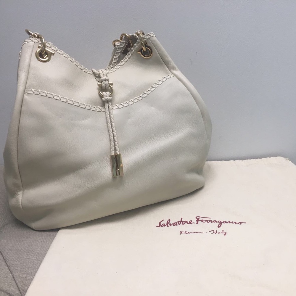 Salvatore Ferragamo Hobo Ivory Handbag