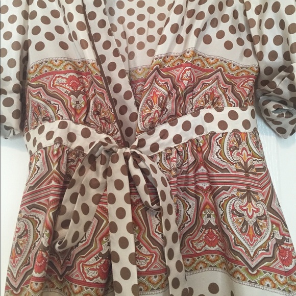 BCBG Maxazria Silk Polka Dot Blouse - Picture 2 of 7