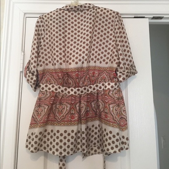 BCBG Maxazria Silk Polka Dot Blouse - Picture 7 of 7