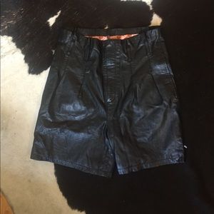 Soft leather bag shorts