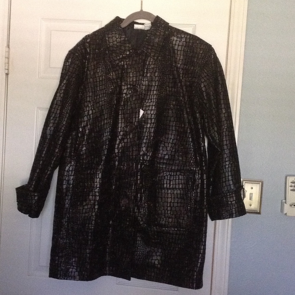 Leather and suede trench jacket