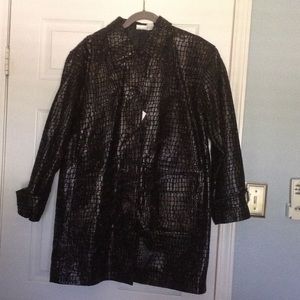 Leather and suede trench jacket