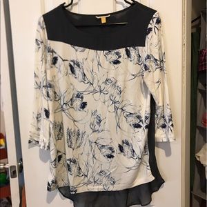 White and blue printed shirt from Anthro