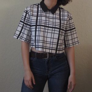 boxy grid crop top